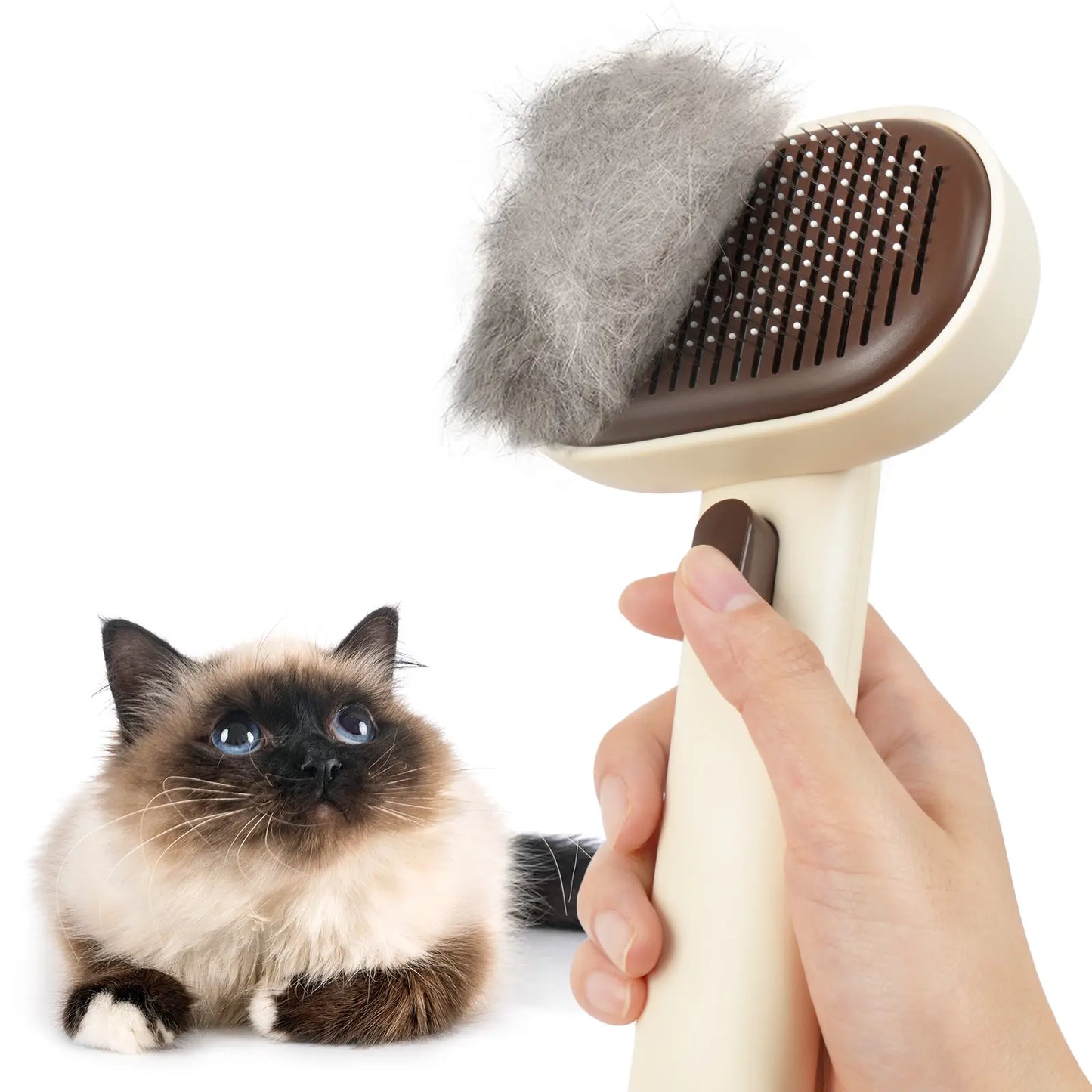 Aumuca Cat Deshedding Brush - Fur Removal Tool for Long/Short Haired Cats, Kittens & Dogs, Pet Grooming Supplies with Massage Function to Remove Loose Fur