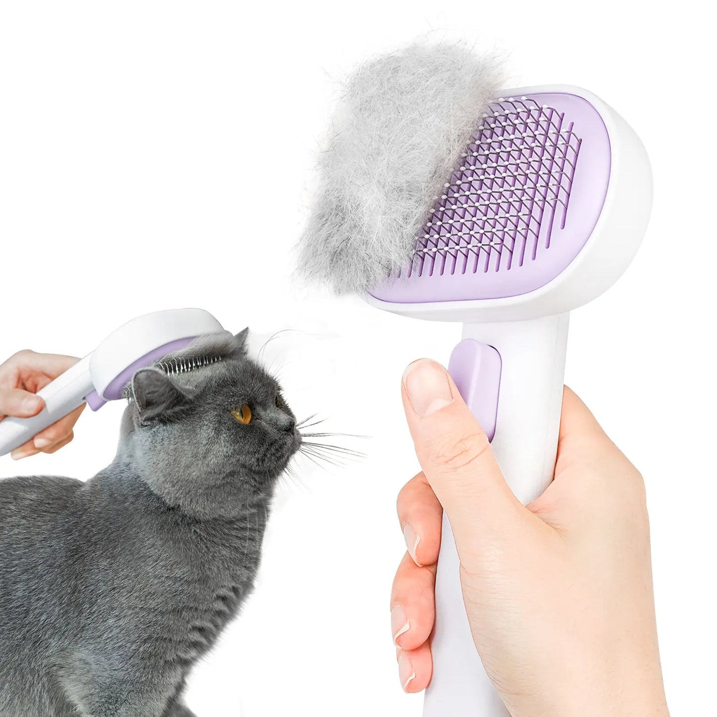 Aumuca Cat Deshedding Brush - Fur Removal Tool for Long/Short Haired Cats, Kittens & Dogs, Pet Grooming Supplies with Massage Function to Remove Loose Fur