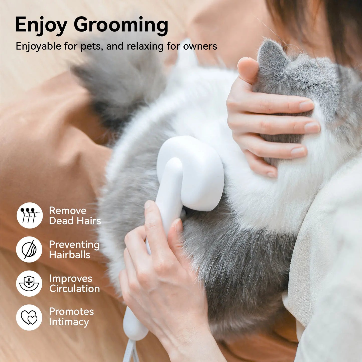 Aumuca Cat Deshedding Brush - Fur Removal Tool for Long/Short Haired Cats, Kittens & Dogs, Pet Grooming Supplies with Massage Function to Remove Loose Fur