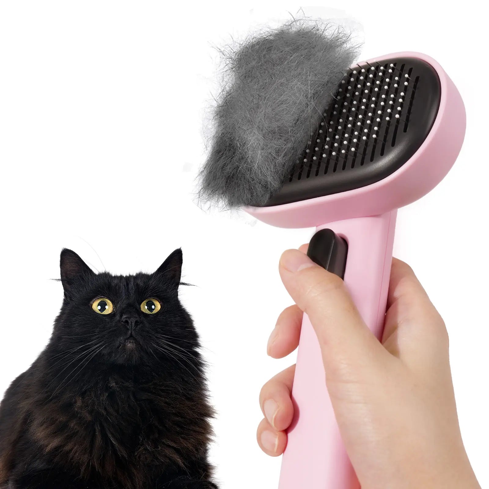Aumuca Cat Deshedding Brush - Fur Removal Tool for Long/Short Haired Cats, Kittens & Dogs, Pet Grooming Supplies with Massage Function to Remove Loose Fur